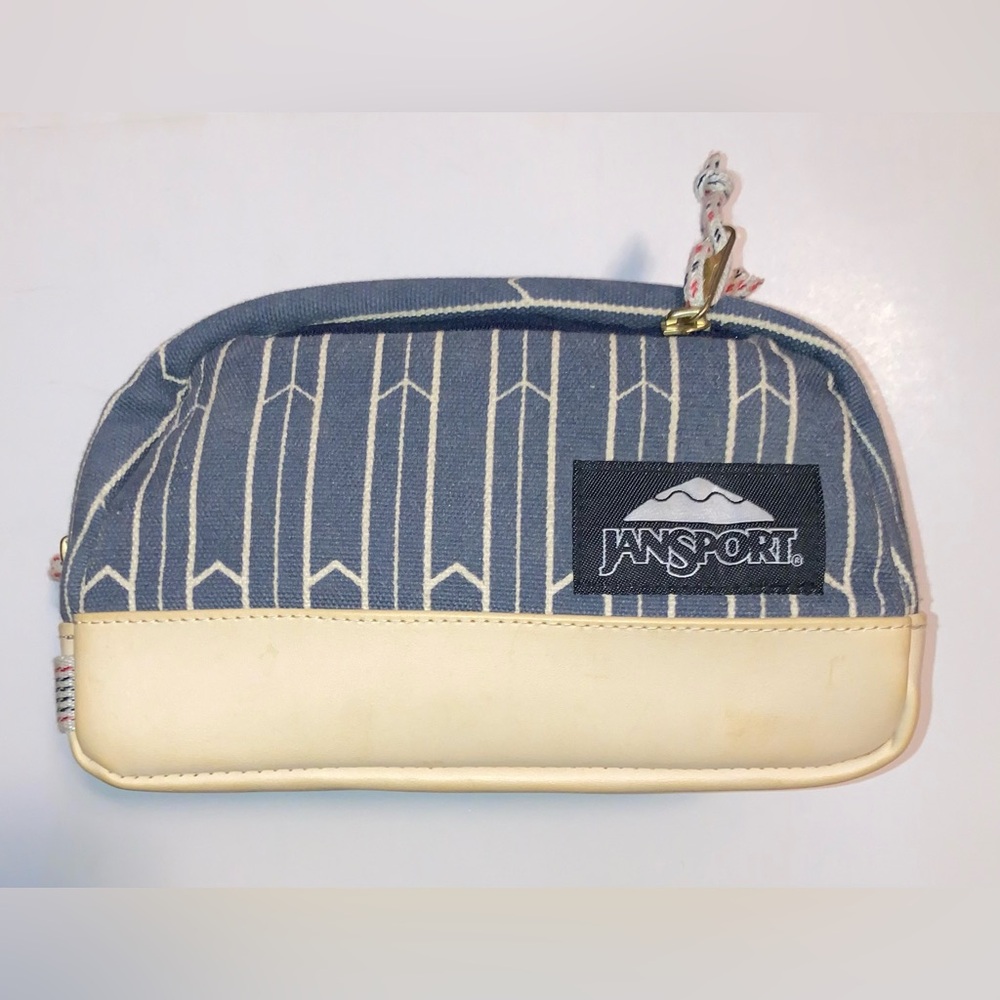JanSport Gray and Cream Striped Pouch
